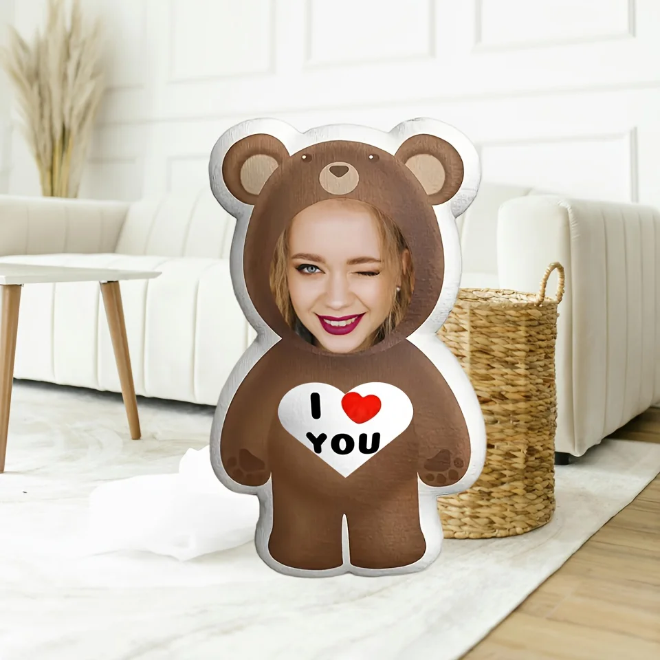 وسادة تحمل صور مخصصة مخصصة "أنا أحبك" هدية مثالية من القطيفة للوجه لأحبيبهم. قطيفة قصيرة ناعمة ومريحة