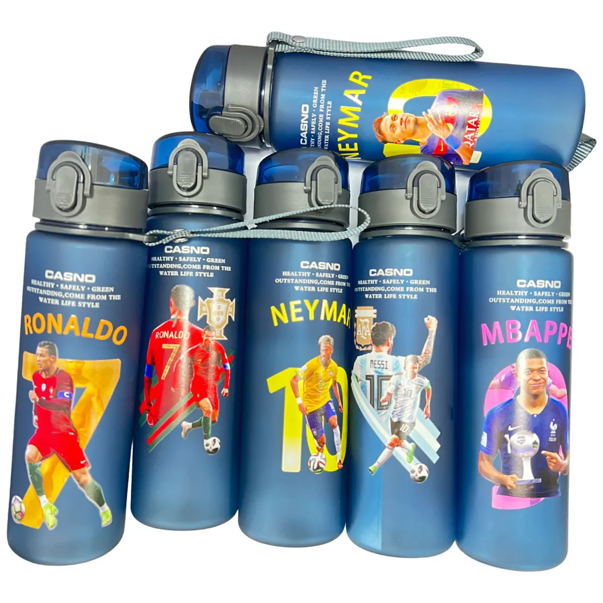 New 2024 FiFA Messi Ronaldo Neymar Football Star 560ML Large Capacity Water Cup Portable Plastic Outdoor Sport Water Bottle Gift