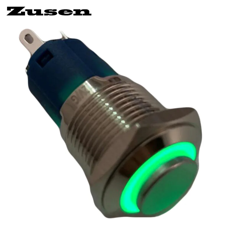 Zusen 16mm High Head Ring with Light Push Button Switch Latching/Momentary IP65 (ZS16H-11ZE/G/12V/N/IP65)