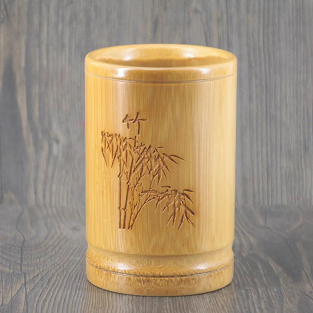 

Container Pen Holder Stationery Office Slots Bamboo Holders for Desk Pencil Organizer