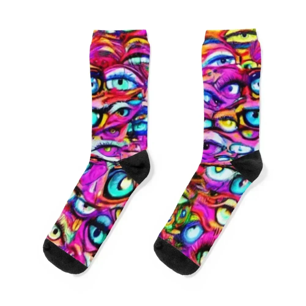 Colorful abstract eyes Disco ball disco fever dance 70s pretty eyes party pretty eyes funky queen boogie Socks