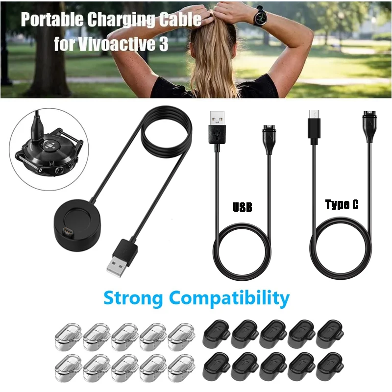 

2IN1 Charging+Dust Plug / Charger Converter For Garmin Venu 4 4s 3 3s SQ 2 / Vivoactive 6 5 / 165 / instinct / Fenix 8 7 6 5...