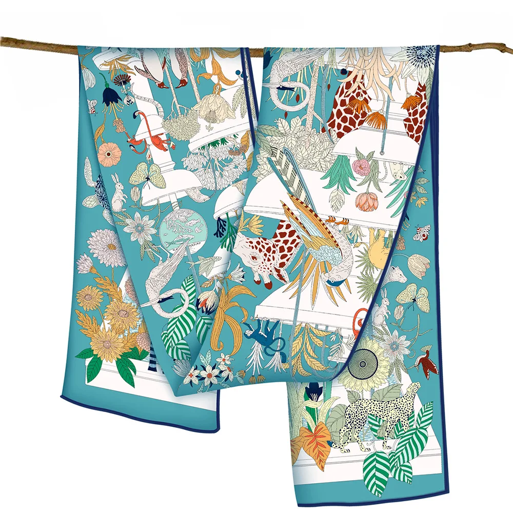 

Luxury Women Twill Scarf 150CM 40CM Long Shawls Woman Scarves for Neck Hair Accessories Bag Belt Decoration Christmas Gift