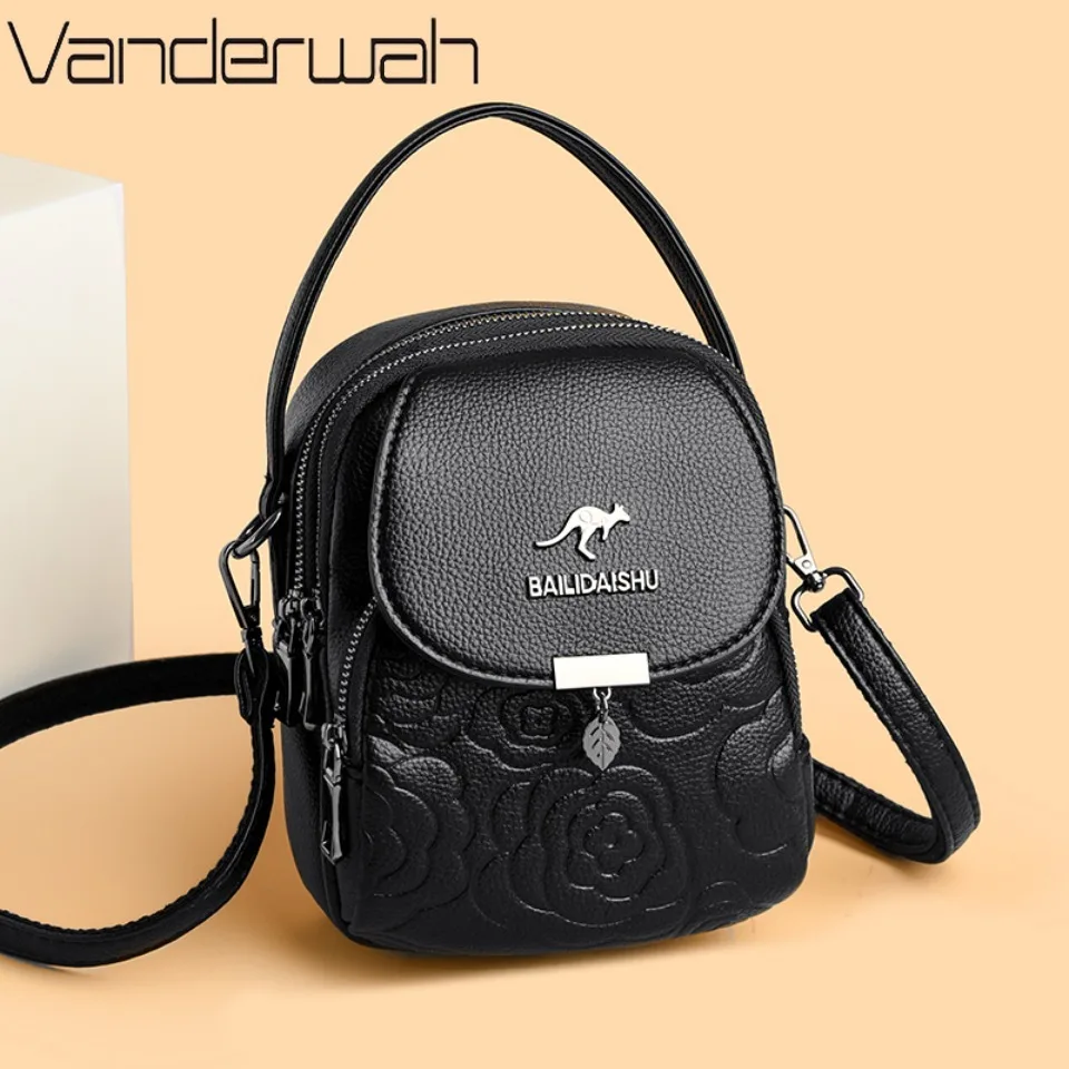 

Retro Embossing Mini Crossbody Bags for Women High Quality Soft Leather Purses Handbags Multi-pocket Daily Commute Shoulder Sac