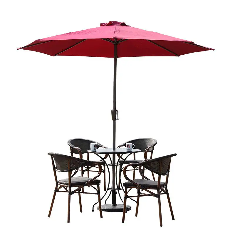 Silla de bambú de estilo francés Vintage para exteriores, mueble Bistro de metal para restaurante, mesa de comedor y silla para cafetería, juego de