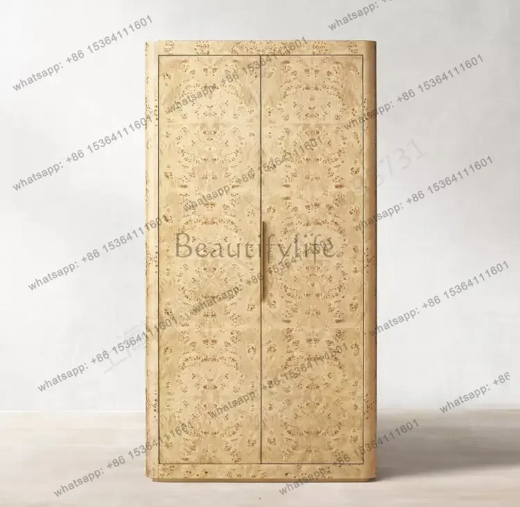 YJ American Bark Wardrobe Modern French Cabinet Locker Modern Simple Locker Glass Door Bookcase