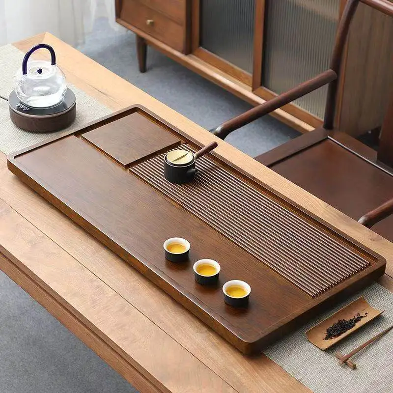 Bandeja de Té Moderna para Sala de Estar, Bandeja de Té de Lujo para Oficina y Hogar, Bandeja Grande de Madera Decorativa Ovalada
