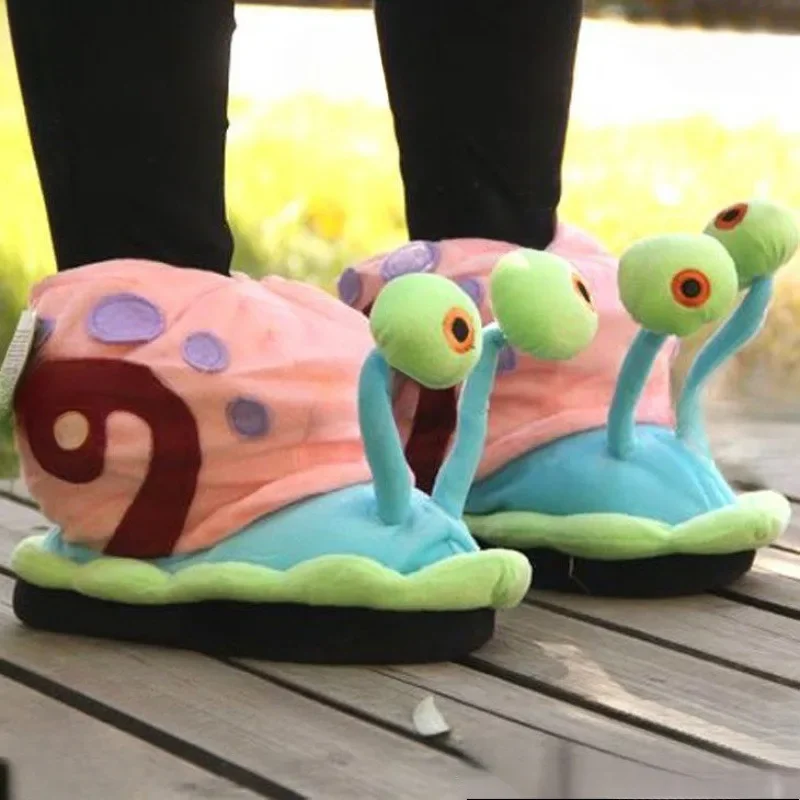 Warm Plush Outdoors Boots Women Cartoon Snail Slippers Home Indoor Non-slip Boots Men Cozy Soft Parent-child Cute Funny Shoes