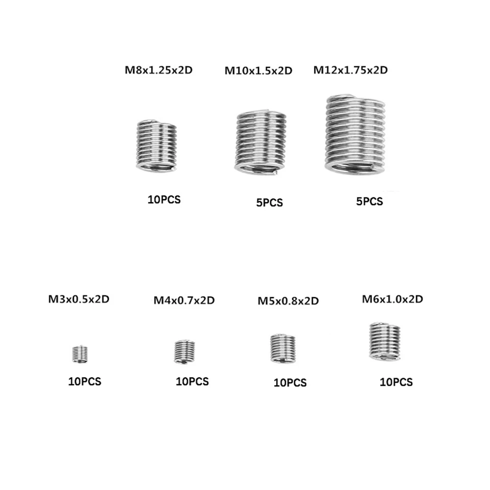 Accessories Thread Repair Insert 304 Wire Thread 60pcs/set Insert Repair Kit Silver Stainless Steel Practicall