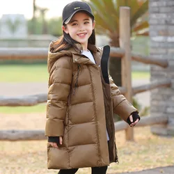 New Winter Girls Down Coats Fashion Children Jackets 85% Duck Down Parkas Long Outerwear Size 120-160cm