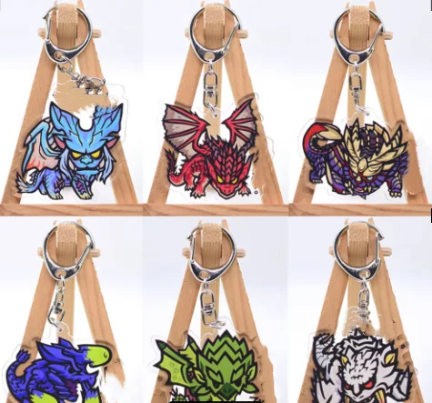 FACTORY STORE 6cm Game Monster Hunter Wholesale Classic Acrylic Keychain Student Bag Small Pendant Small Gift Decoration