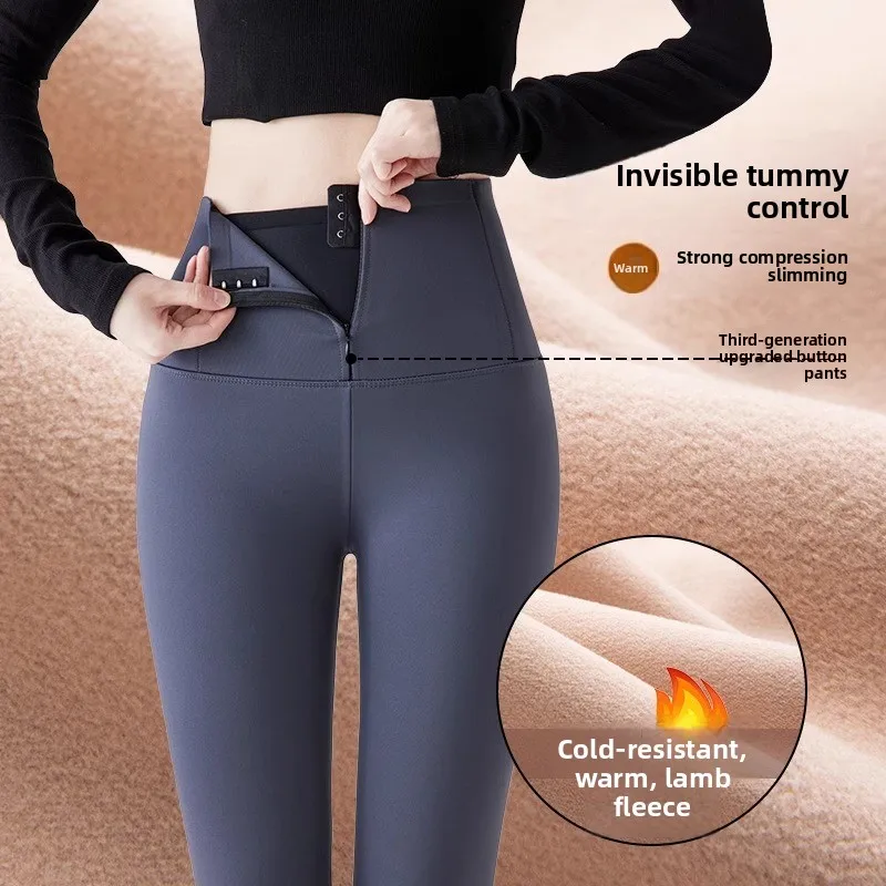 

Корейские утепленные брюки-карго на пуговицах с высокой талией для женщин, облегающие, комфортные, для йоги