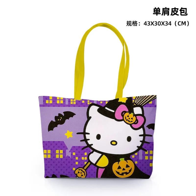 Sanurgente-Sac à main en cuir de grande capacité, série Halloween initiée, Hello Kitty Kuromi, sac à main mignon, cadeau de vacances, à la mode et de grande valeur