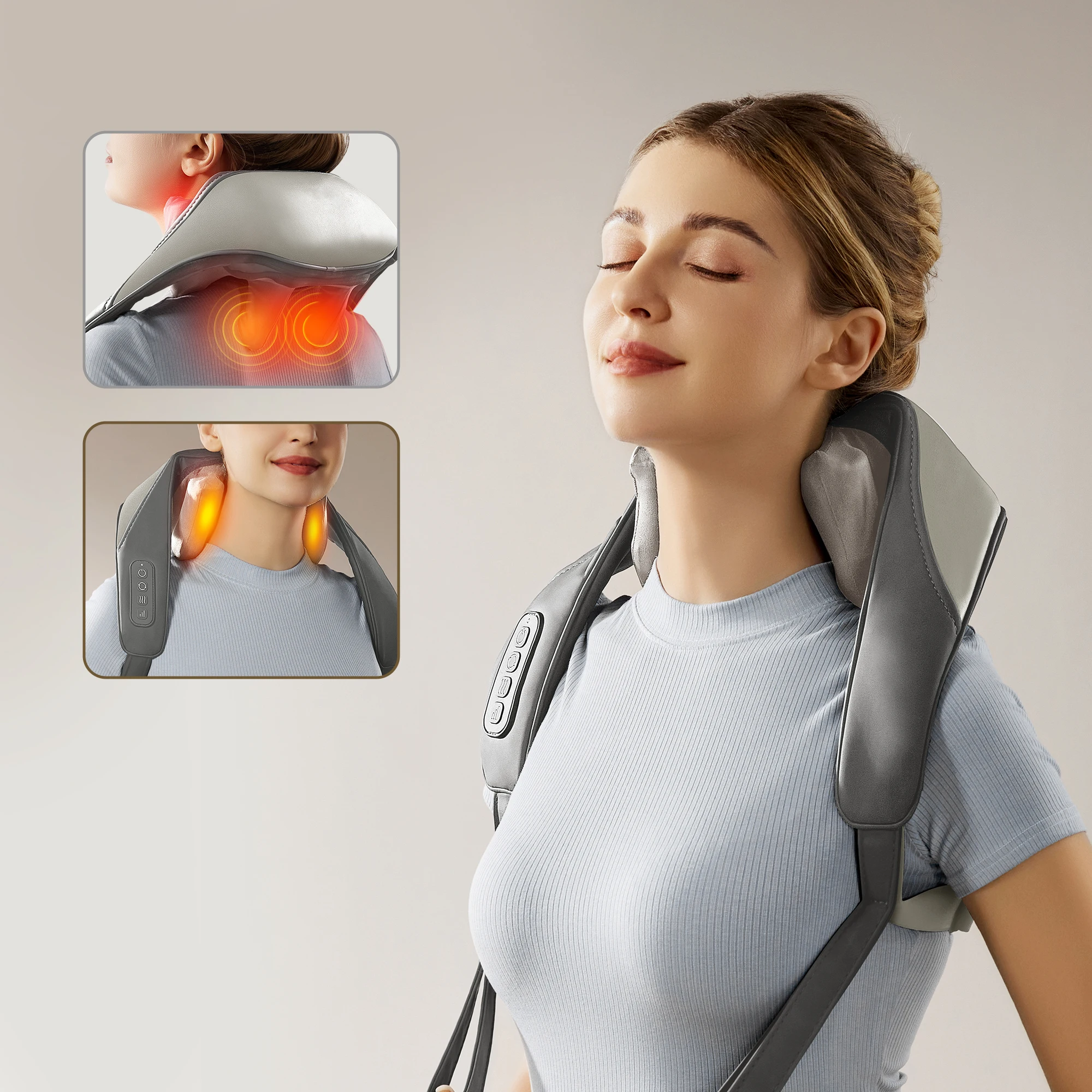 

Neck Massager Shiatsu Back Neck Massager with Heat Electric Massager for Back & Shoulder Massage Pillow for mother's day gifts