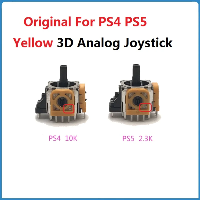 2Pcs Original For PS4 PS5 3D Yellow Analog Joystick Gamepad Rocker For Playstaion 5 PS4 PRO Slim Game Controller Thumbstick