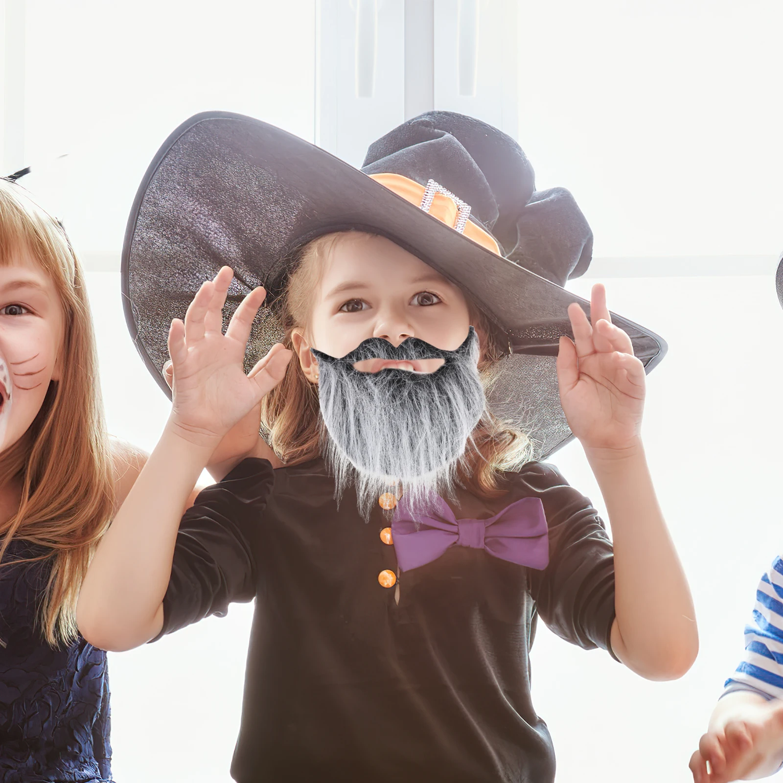 3 pezzi di barba finta puntelli divertenti realistici cosplay Halloween Natale scena fotografia accessorio nero grigio costume uomo bambino