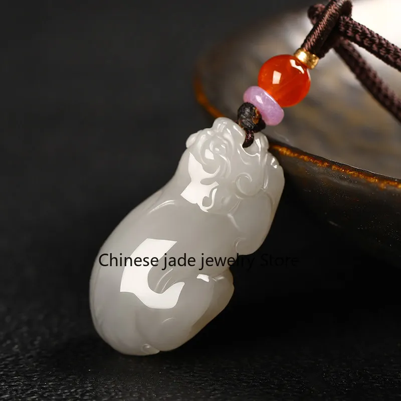 Genuine Hetian Pixiu Pendant Men and Women Smoke Purple Small Pixiu Pendant Pendant