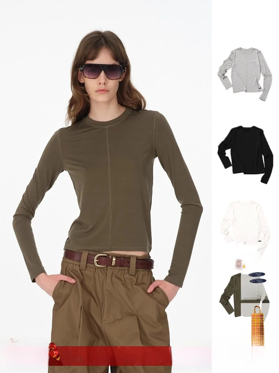 

Брендовая приталенная футболка с длинным рукавом REFOUND TEN Handpied Boutique, повседневная, с круглым вырезом, стандартной длины