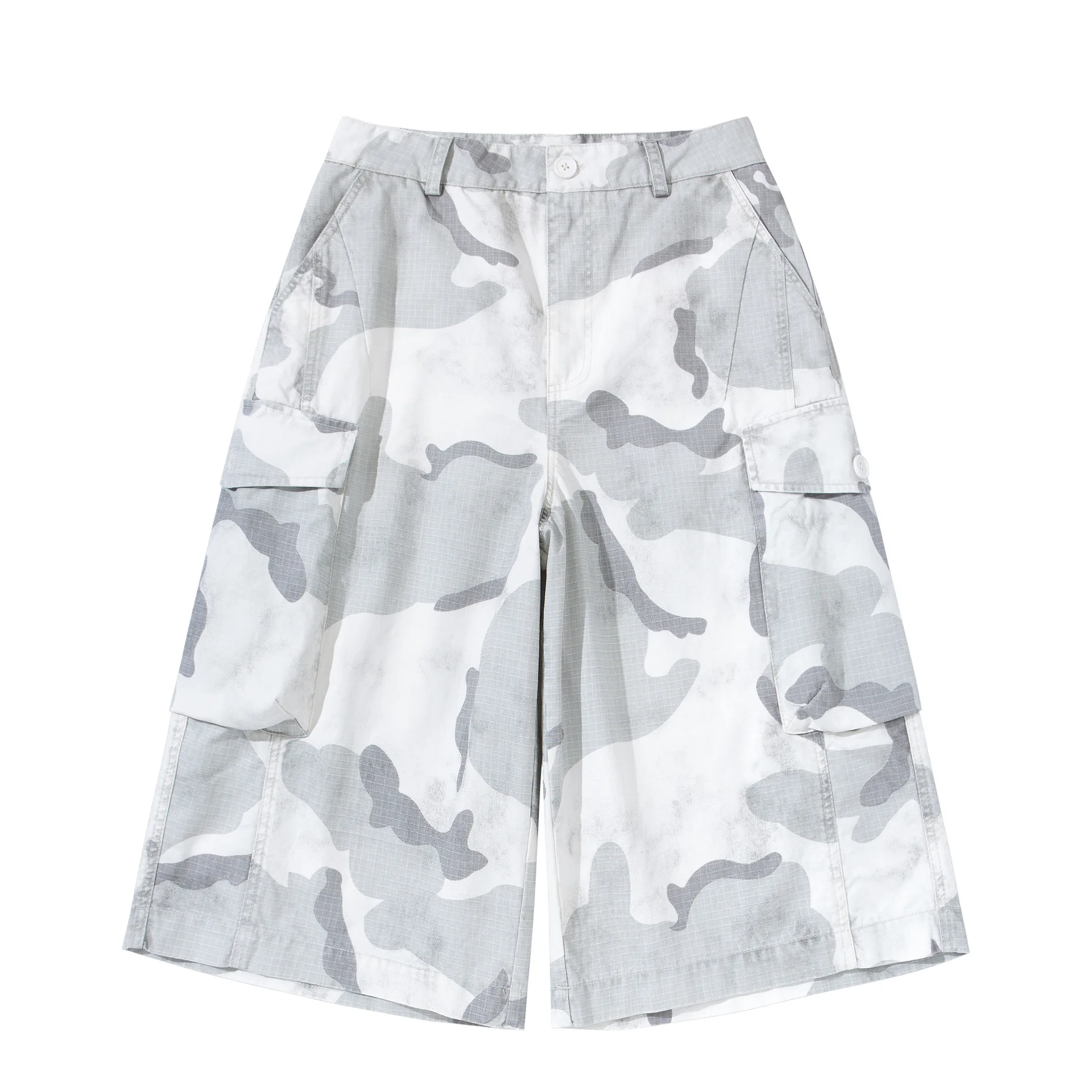 

Летние шорты-карго в японском ретро-стиле с эффектом потертости, унисекс, свободные камуфляжные брюки-капри для повседневной носки, коллекция 2026 года