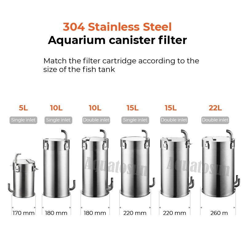 TLF Stainls Acciaio 304 Acquari Contenitore Filtro Pesce 4.5L 10L 15L 22L Filtro Secchio Acquario Sistema di filtraggio Filtro esterno