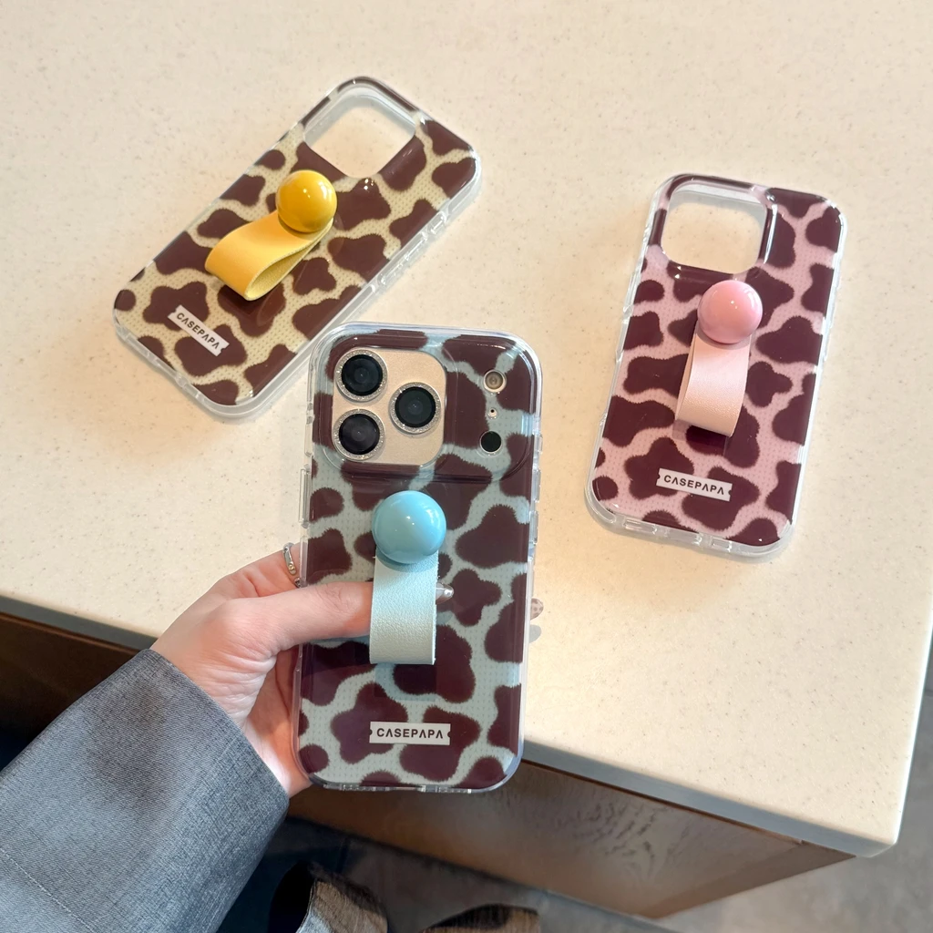 

Модный цветной ретро-держатель с леопардовым принтом на палец, противоударный защитный чехол для телефона для iPhone 17, 16, 15, 14 Pro Max