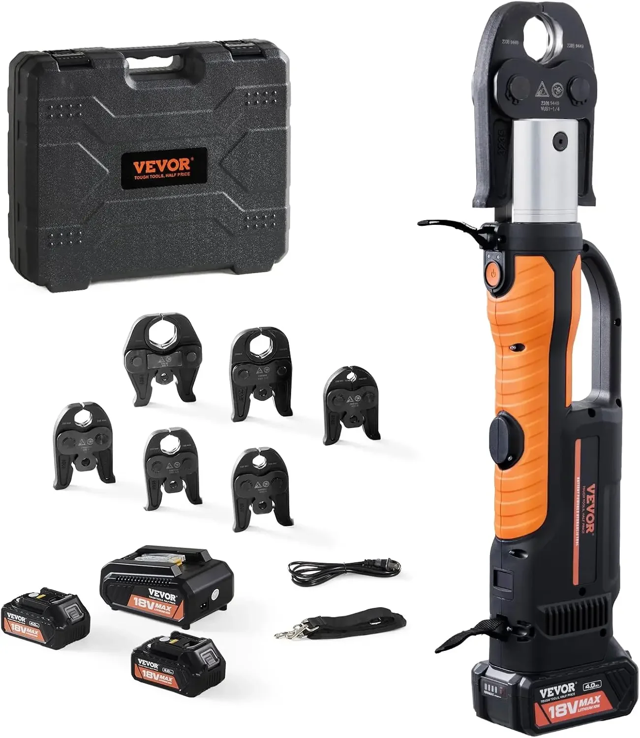 

Pro Press Tool,18V Electric Pipe Crimping Tool for 1/2" to 2" Copper Pipes,Press Tool Kit with 6 Pro Press Jaws,2PCS 4AH Battery