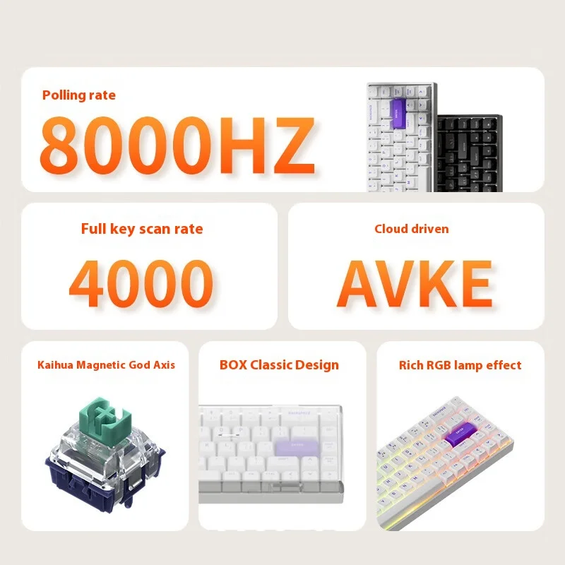 Hyeku BOX68HE Magnetic Switch Mechanical Keyboards Wired Keyboard Custom RGB 8000Hz 0.01mmRT Gaming Keyboard PC Accessories