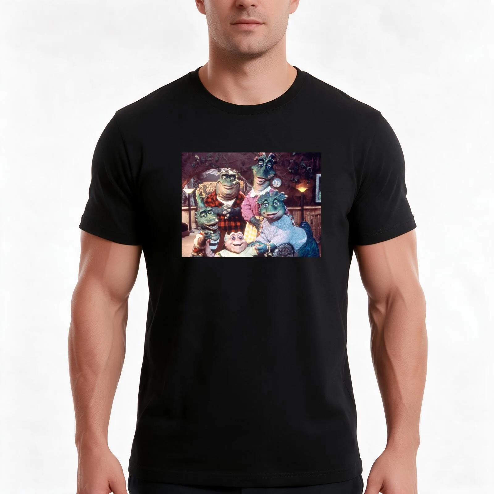 Dinosaurs TV Show (Sinclair Family) Sticker T-Shirt, Summer Casual Cotton Tee, Oversized Streetwear Tops, Vintage Graphic Print
