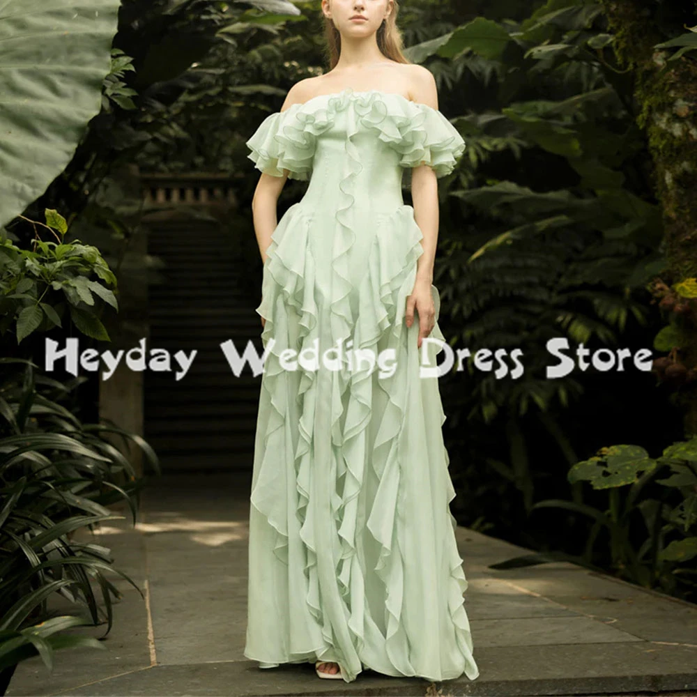 

Heyday Women's Boat-neck A Line Ruffles Saudi Evening Dresses With Sleeveless Floor-Length Formal Elegant Party Dresses 2025