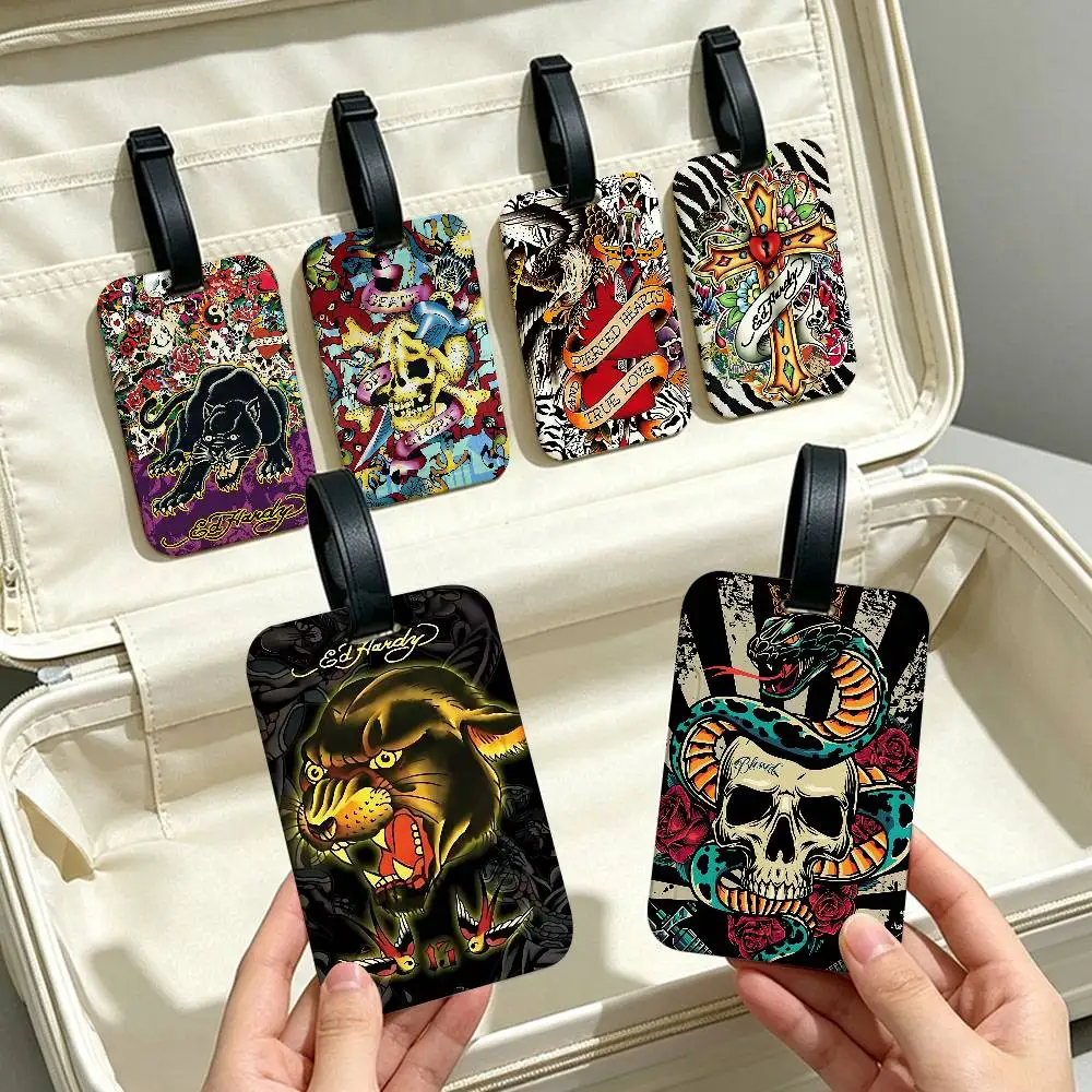 FASHION E-Ed H-har-dyS Lightweight Anti lost PVC Luggage Tag Removable Info Card Sleeve Backpack Travel Accessory