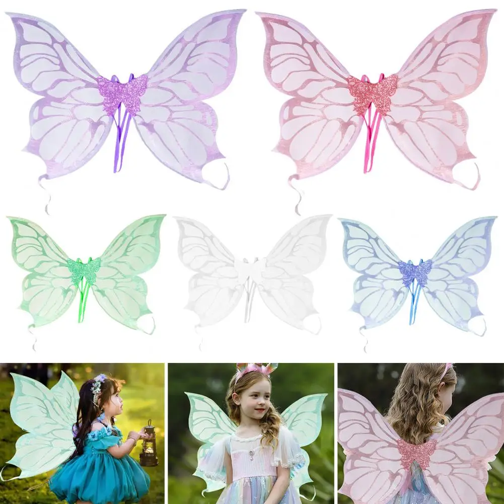 Fairy Wings Organza Angel Wings Elf Butterfly Wing Halloween Costume Glitter Organza Wings Photography Props for Cosplay Party