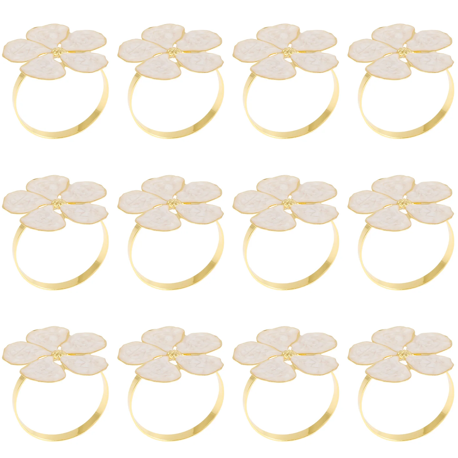 

12Pcs Napkin Rings Set Delicate White Flower Napkin Rings Rustproof Napkin Ring Holders Elegant Flower Napkin Rings Durable