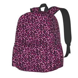 Pink Leopard Backpack Animal Fur Print Kawaii Backpacks Boy University Big School Bags Design Rucksack