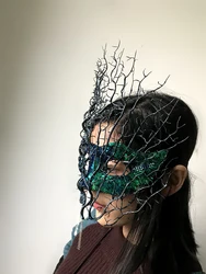Fashion Feather Flower Colorful Lace Mask Venetian Masquerade Halloween Ball Party Tree Branches Antler Mask Costumes