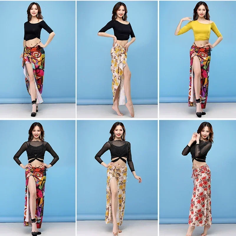 Belly Dance Top Long Skirt Set Sexy Women Clothes Stage Dance Carnaval Disfraces Adults Tribal Fusion Gypsy Skirt Falda Larga