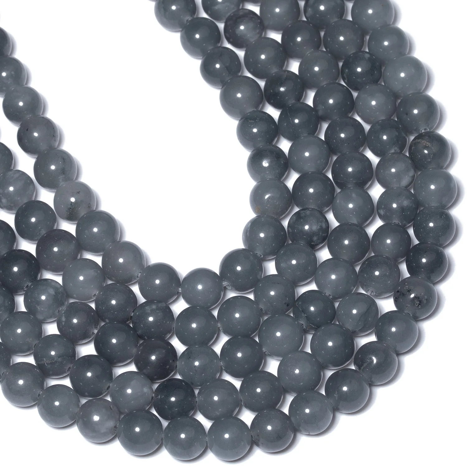 Natural Jades Stone Beads Gray Chalcedony Round Beads for DIY Bracelet Jewelry Making 15\