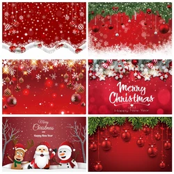 Red Glitter Christmas Party Backdrop Photography Xmas Snowflake Bells Baby Photo Photographic Background Photo Studio Photocall