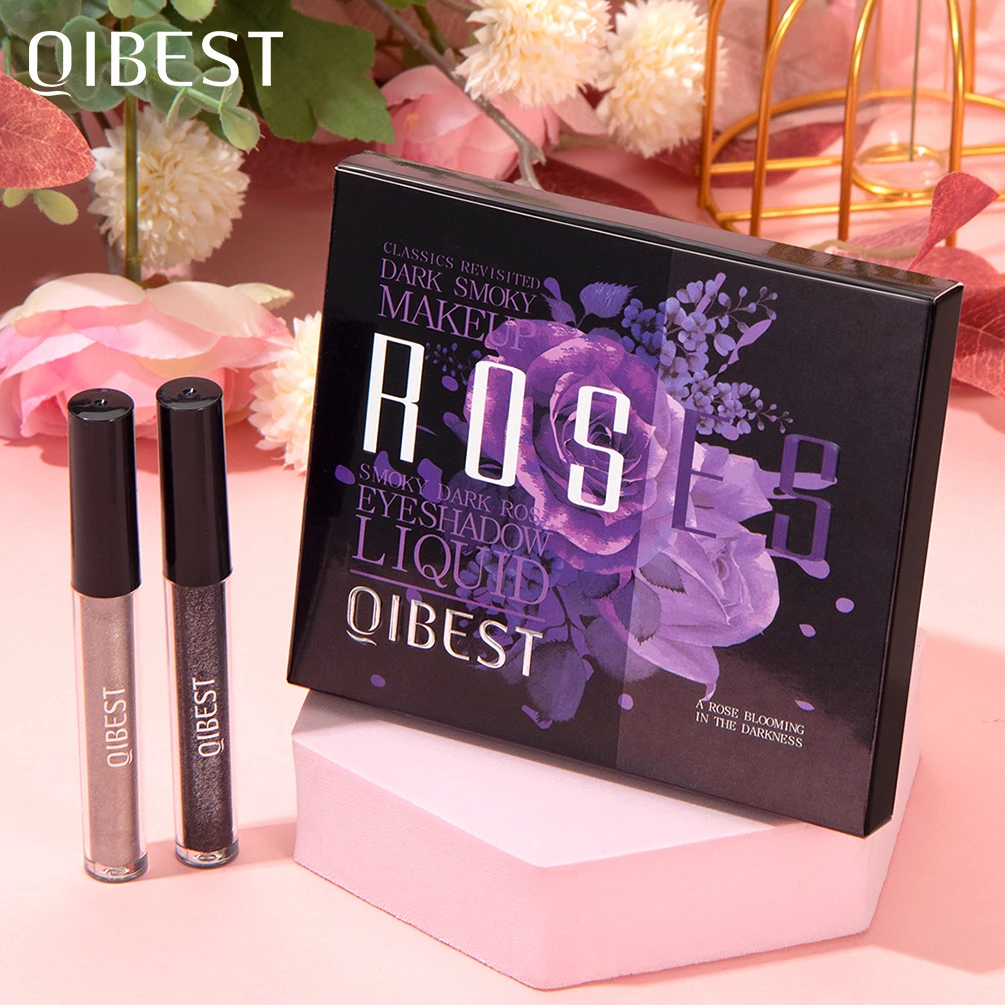 QIBEST 9pcs Glitter Liquid Eyeshadows Set Contour Makeup Lasting Matte Natural Cheek Contour Pigment Milk Gray Shadow Cosmetics