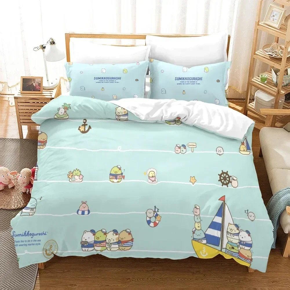 Exquisite 3D Printed Sumikko Gurashi Pattern Comforter Cover With Pillow Cover Bedding Set Single Double Twin Full Queen King Si