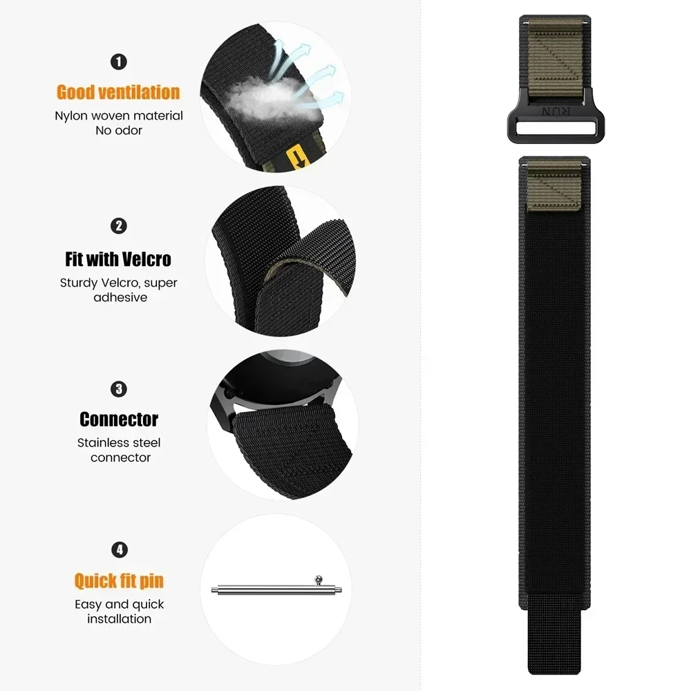 22mm Easy Fit Nylon Sport Strap For For Xiaomi Watch 2 Pro / S3 S2 46MM / Mi S1 Active Bracelet Watchband