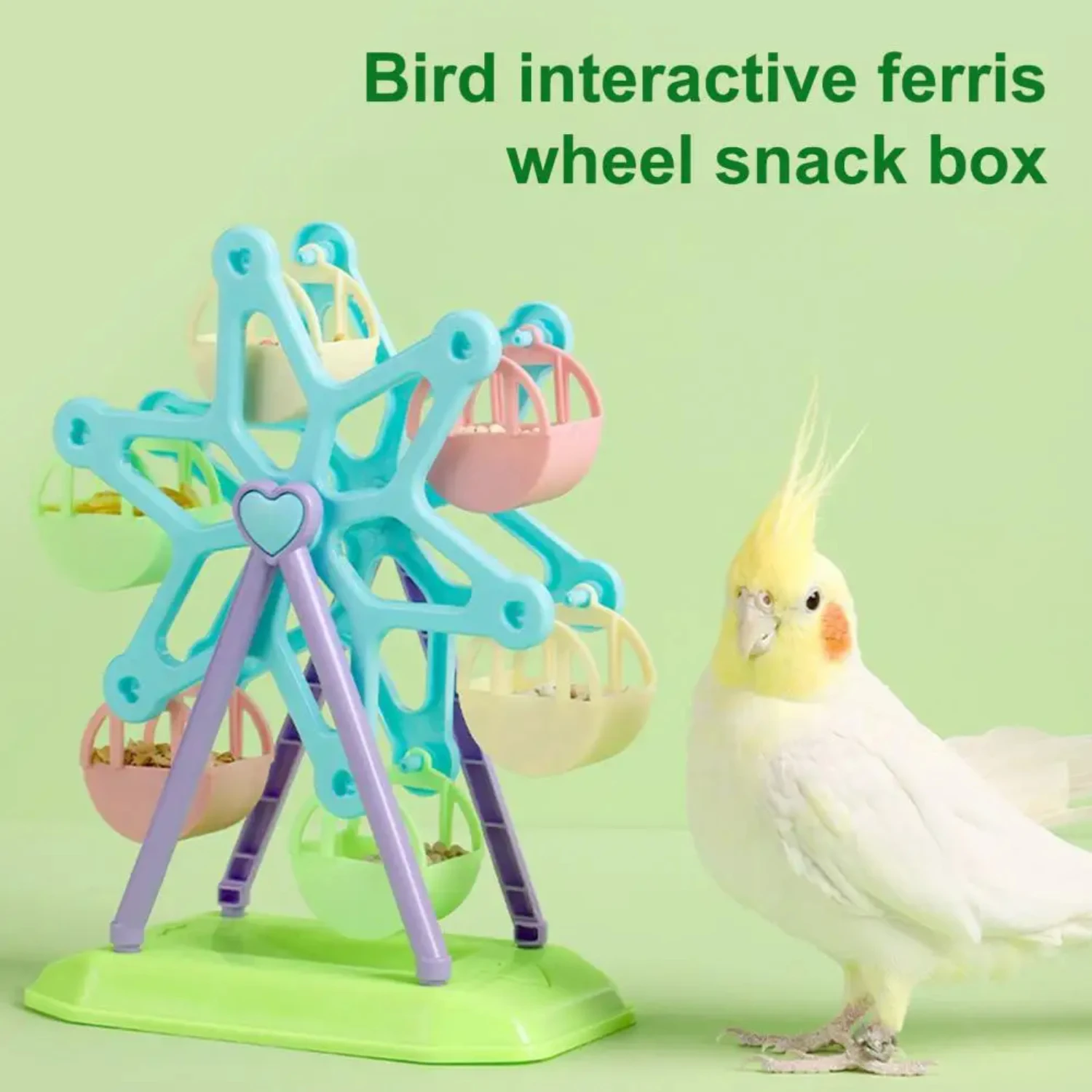 Colorful Bird Wheel Feeder Interactive Toy Parrot Foraging Toy with 6 Snack Boxes Bird Intelligence Training Toy Pet Supplies