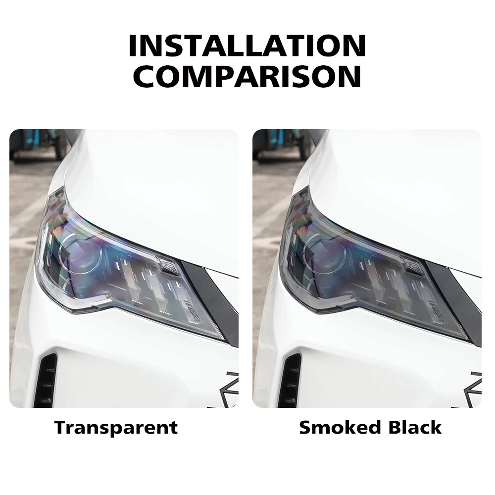 

Премиальная глянцевая защитная пленка из ТПУ цвета «дымчатый черный» для фар MAXUS G50 Plus 2022-2026, предварительно вырезанный комплект виниловой пленки PPF с защитой от царапин