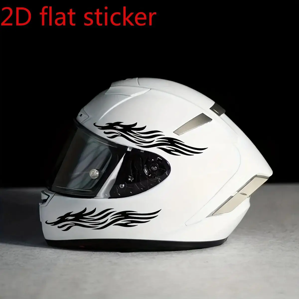 Dragon Flame Helmet Sticker Vinyl Decal Red Black Bike Motorcycle 1SET Decoration Graphic