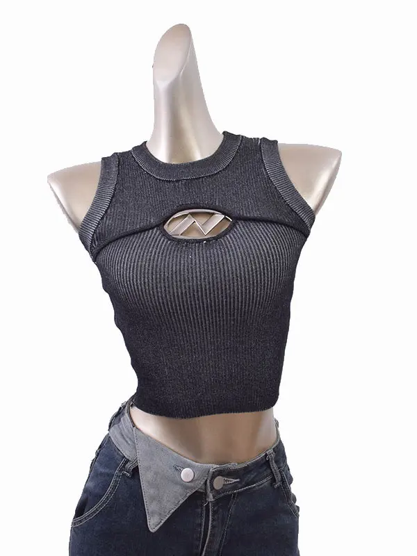 Faionable محبوك ort حزام سترة المرأة الصيف الرجعية مثير الجوف خارج Svel أعلى تخفيف Sle سليم صالح ملابس داخلية