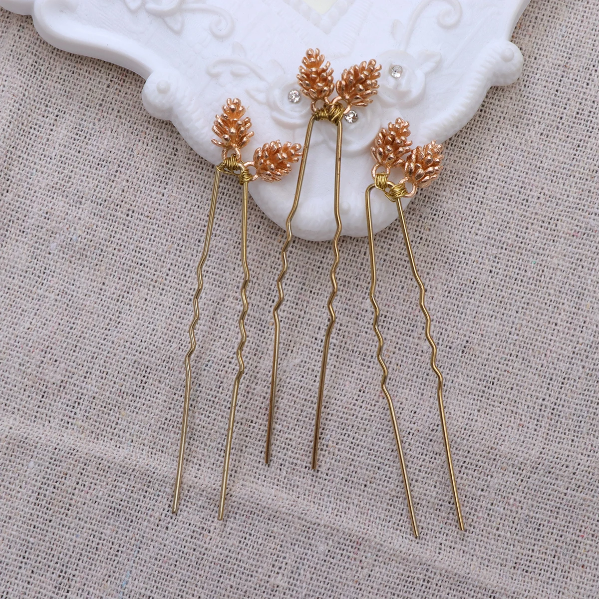 

3pcs Hair Forks Bridal Decorative Pins Simple Practical Design Pearl Hairpins Jewelry Accessories Wedding Supplies
