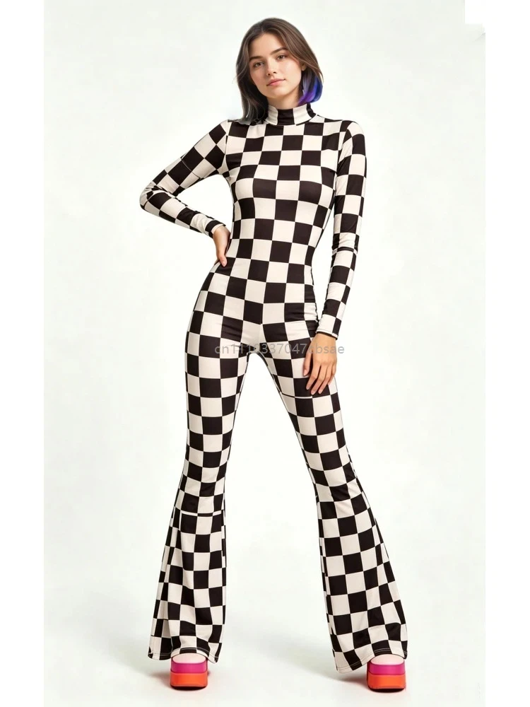Damen-Jumpsuit mit ausgestellten Schlaghosenbeinen, geometrischem Schmetterlings-Skelett-Muster, figurbetont, Catsuit, Festival-, Rave-, Halloween-Cosplay-Outfit – Detail 24