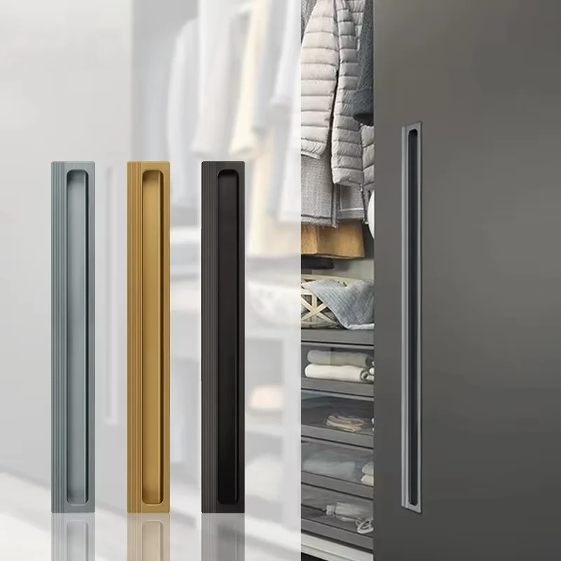 Cabinet Door Handle Hole-Free Built-in Button Hand Modern Simple Sliding Door Closet Handle Drawer Shoe Cabinet Hidden Handle