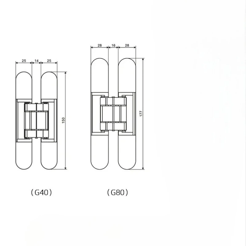 1PCS Interior  Wood Door Hidden Hinge 180 Degree 3D Adjustable Zinc Alloy Invisible Hinge