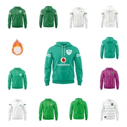 2023 irlanda RUGBY Home and away Rugby Training Jersey felpa con cappuccio (nome e numero personalizzati)