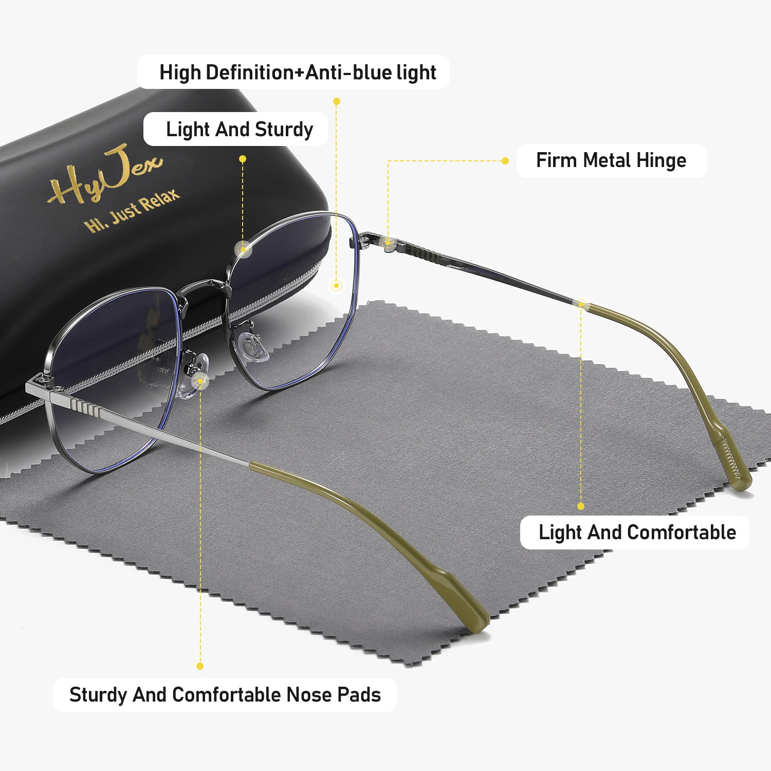 HyJex 1 Piece Unisex Suitable For All Face Shapes Full Frame Plaon Glasses Enhance One's Temperament Square Frame Plaon Glasses